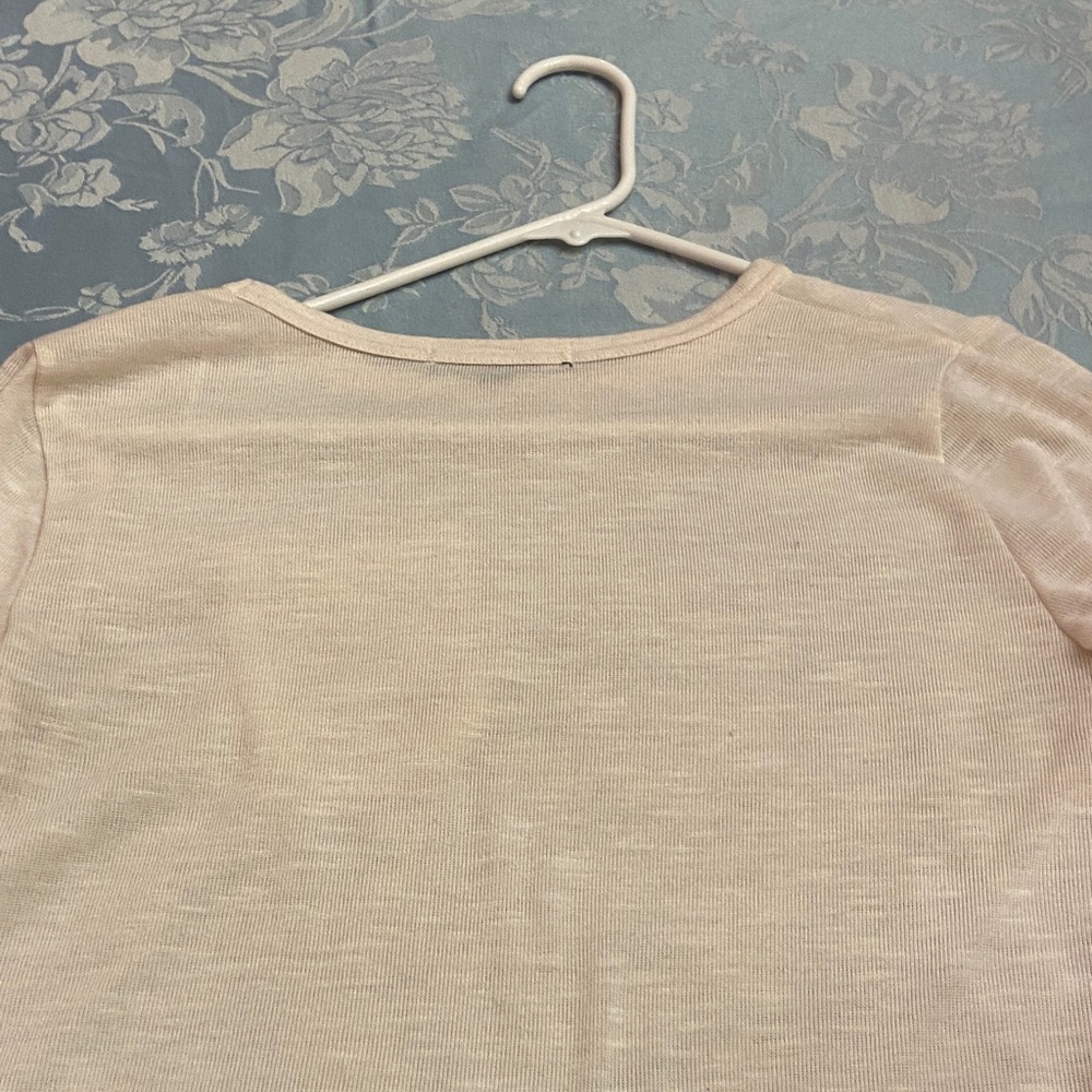 Women's Cream and Pink Plaid Hem Top - Picture 10 of 11